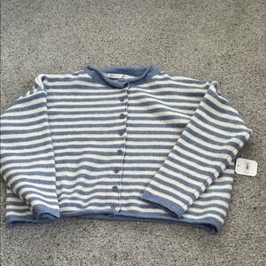 BNWT Altar'd State Blue and Cream Striped Cardigan